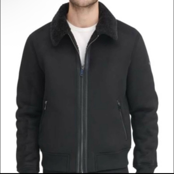 NWT DKNY Faux Shearling Bomber Jacket - Picture 1 of 9